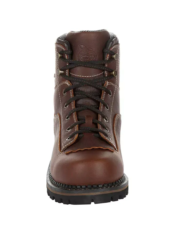 Мужские водонепроницаемые рабочие ботинки AMP LT Logger с низким каблуком GEORGIA BOOT — изображение 3 из 7, коричневый