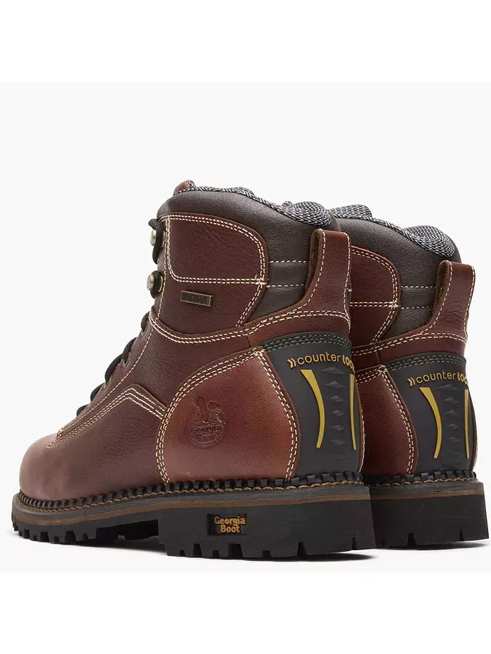 Мужские водонепроницаемые рабочие ботинки AMP LT Logger с низким каблуком GEORGIA BOOT — изображение 4 из 7, коричневый