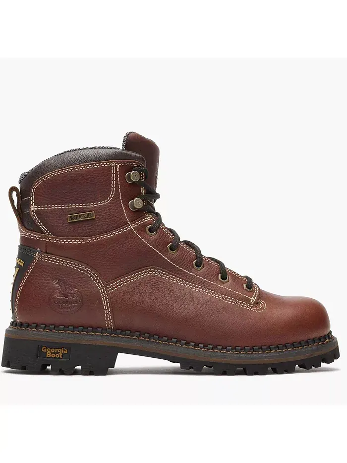 Мужские водонепроницаемые рабочие ботинки AMP LT Logger с низким каблуком GEORGIA BOOT — изображение 7 из 7, коричневый
