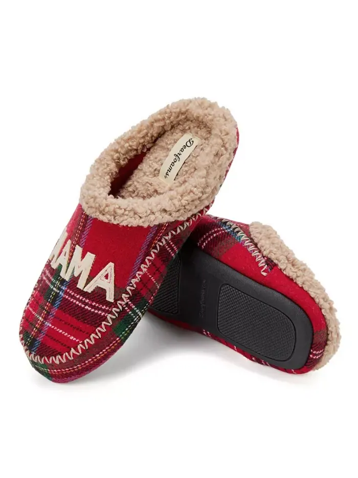 Женские тапочки-кроксы Mama Bear в клетку Dearfoams — изображение 3 из 6, мульти
