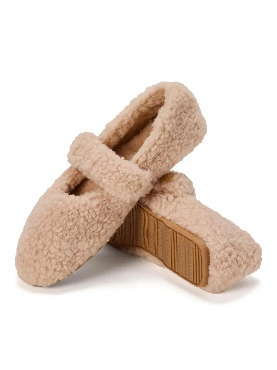 Женские тапочки Maryanne Luxe Teddy Maryjane Dearfoams — изображение 8 из 8, бежевый