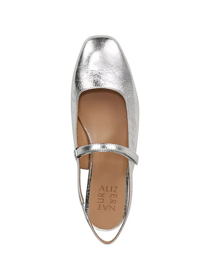 Женские балетки Connie Slingback Mary Jane Naturalizer — изображение 4 из 6, серебристый