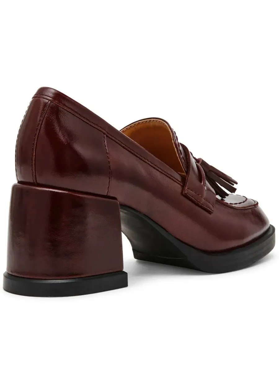 Туфли-лоферы Bettie Block Heel Tassel на каблуке, кожаные Steve Madden — изображение 6 из 7, бордовый