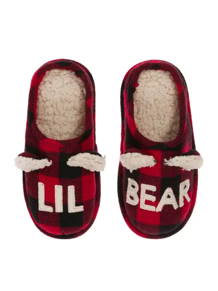 Детские тапочки-клоги Lil Bear в клетку "Буффало" Dearfoams — изображение 1 из 5, красный