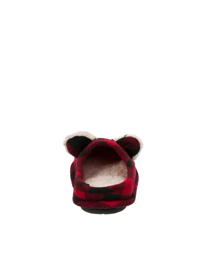 Детские тапочки-клоги Lil Bear в клетку "Буффало" Dearfoams — изображение 3 из 5, красный