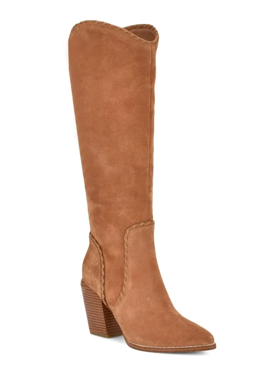Ботинки высокие с декоративной строчкой Rosco Nine West, Dark Natural Suede