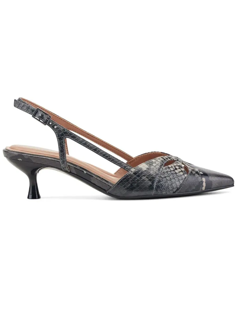 Туфли Kaisley eFlex Cutout Leather Slingback Kitten Heel Pumps Easy Spirit — изображение 2 из 5, серый