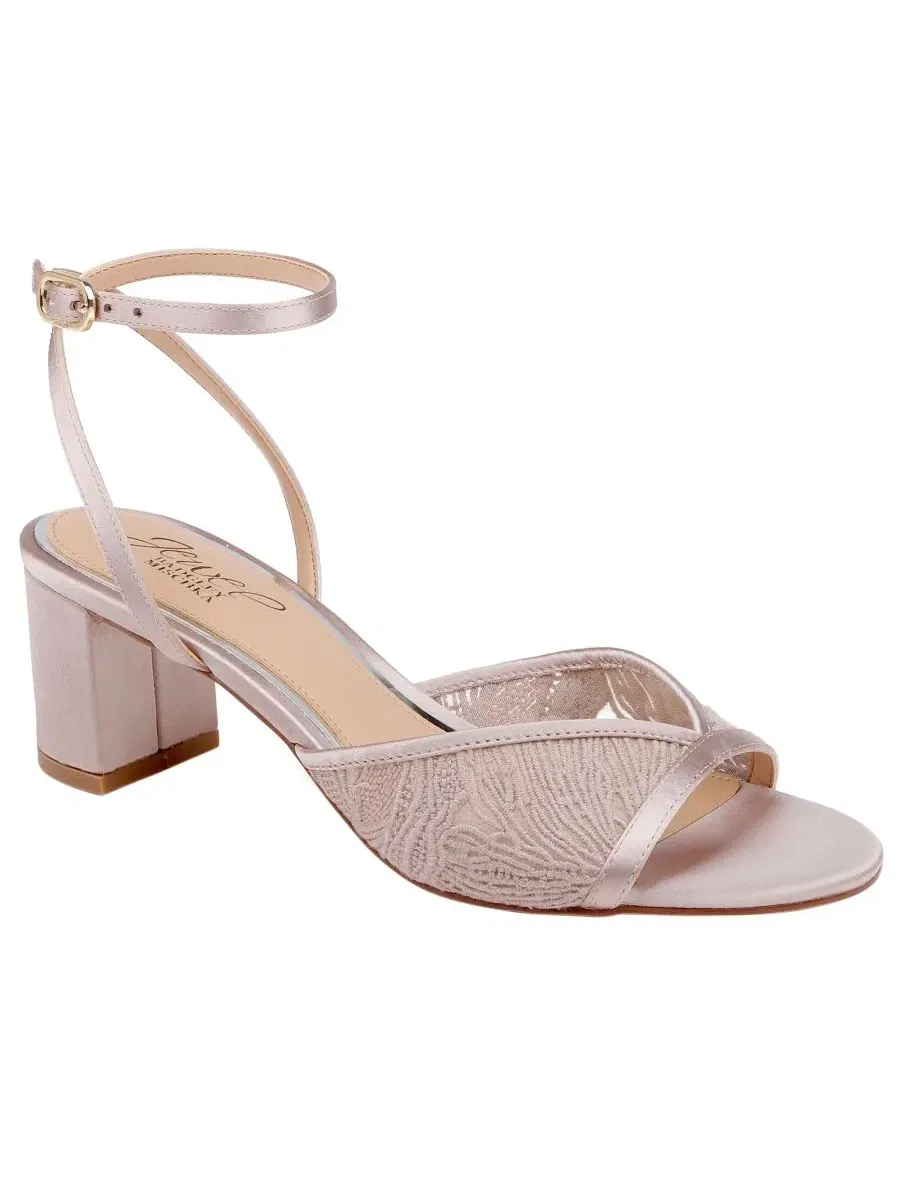 Босоножки на каблуке Zaira Jewel Badgley Mischka — изображение 1 из 5, бежевый