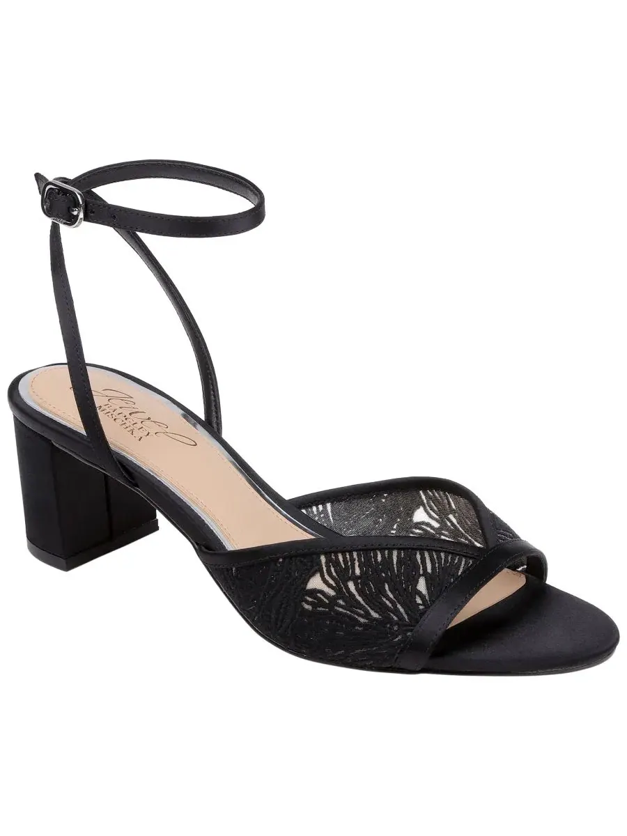 Босоножки на каблуке с пряжкой Zaira Jewel Badgley Mischka — изображение 1 из 4, черный