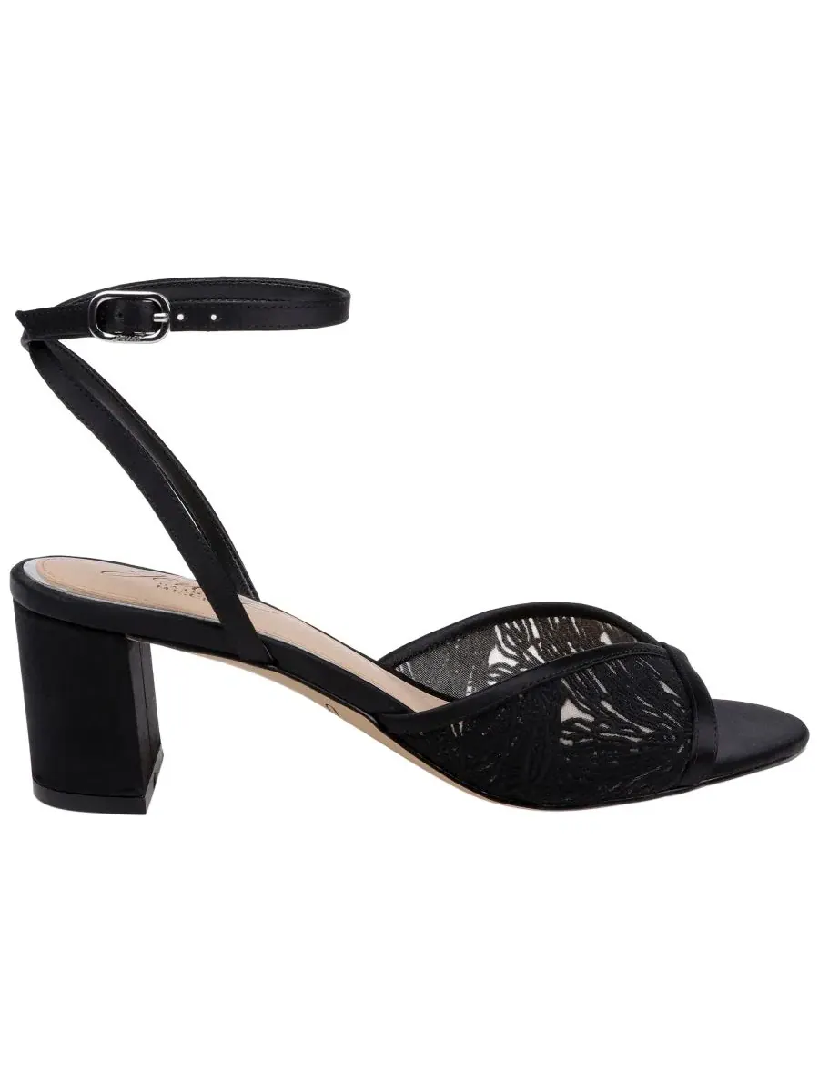 Босоножки на каблуке с пряжкой Zaira Jewel Badgley Mischka — изображение 2 из 4, черный