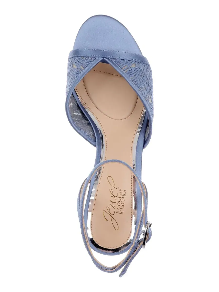 Босоножки на каблуке с пряжкой Zaira Jewel Badgley Mischka — изображение 4 из 5, синий