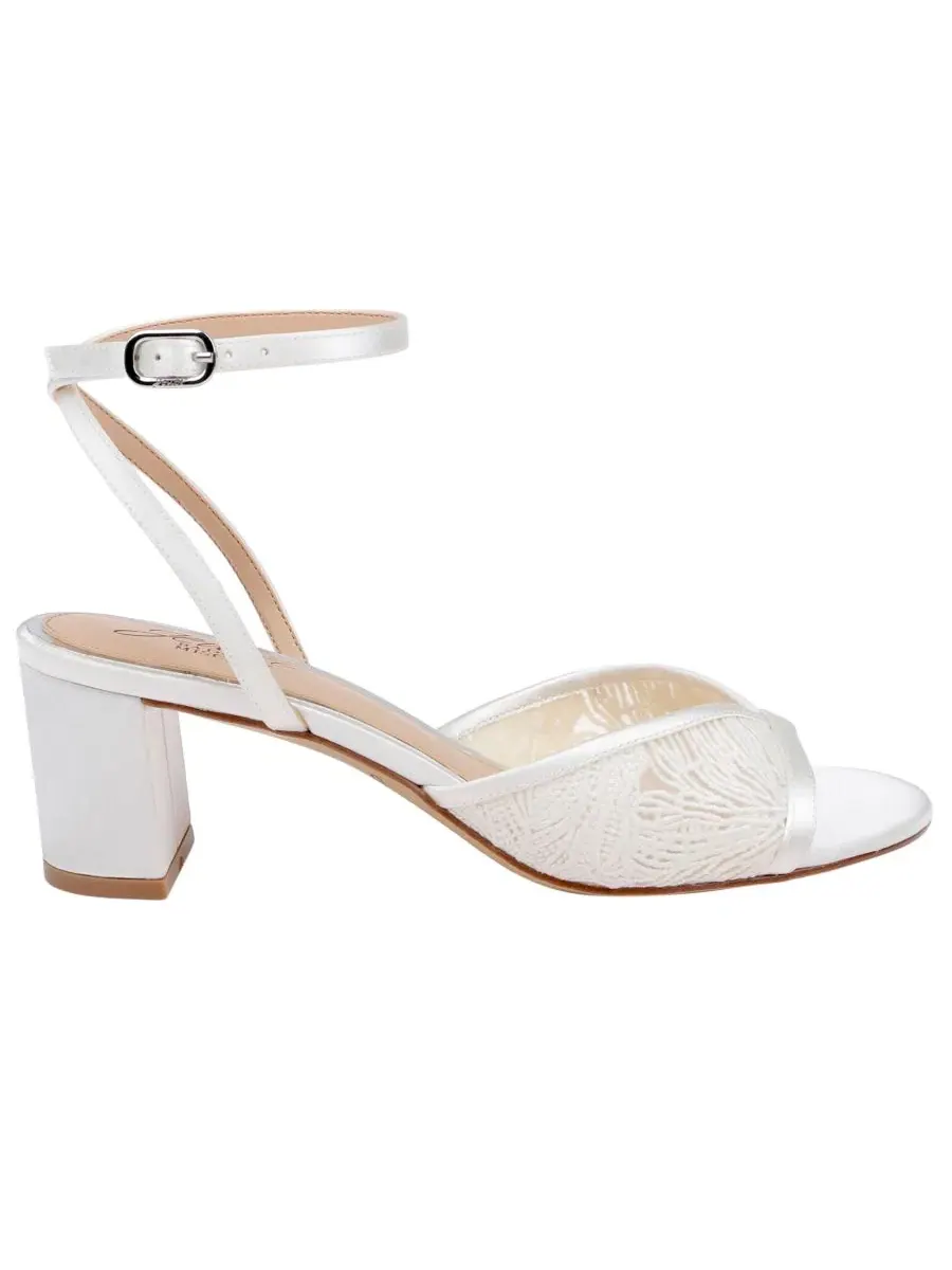 Босоножки на каблуке с пряжкой Zaira Jewel Badgley Mischka — изображение 2 из 5, слоновая кость