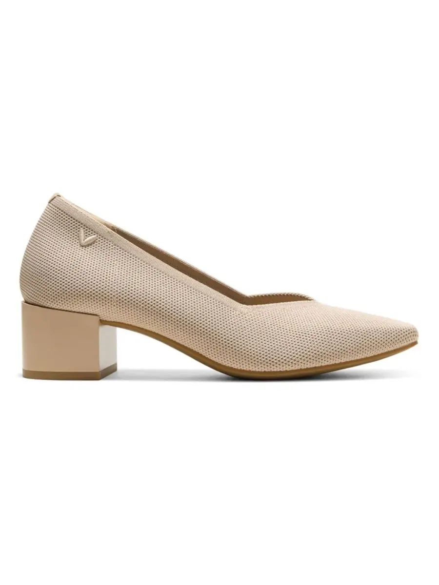 Женские туфли на каблуке Megan Square-Toe Stress Free Chunky Heels VIVAIA — изображение 2 из 4, миндальный