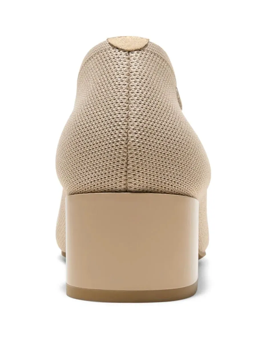 Женские туфли на каблуке Megan Square-Toe Stress Free Chunky Heels VIVAIA — изображение 3 из 4, миндальный