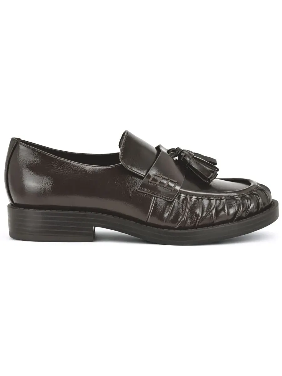 Лоферы с бахромой Gersen Tassels Pleated Nine West — изображение 2 из 5, темный коричневый