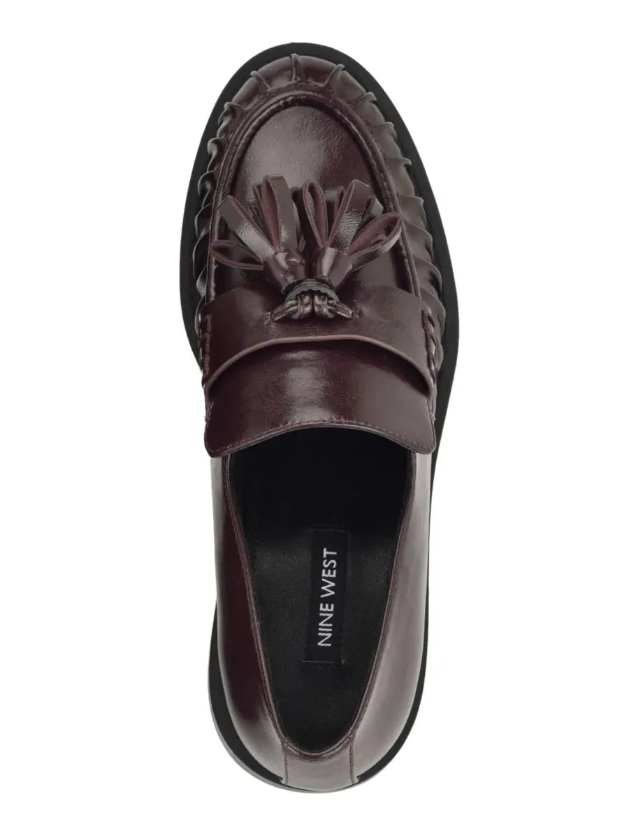 Лоферы с кисточками и плиссированным мысом Gersen Nine West — изображение 4 из 5, винный