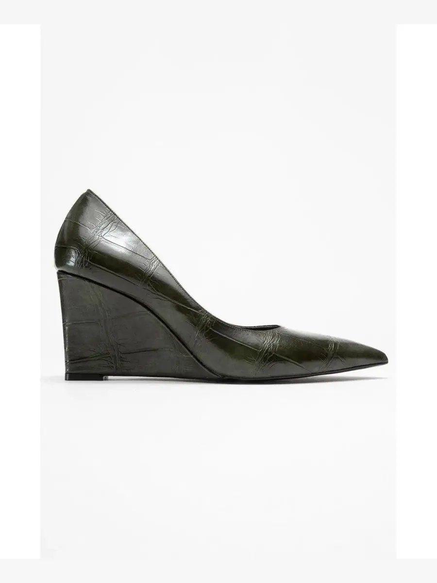 Туфли-лодочки на танкетке с острым мысом Puera Prologue Shoes — изображение 2 из 3, зеленый