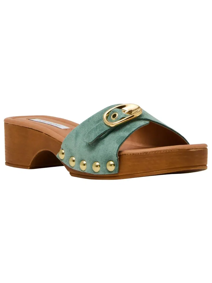 Женские деревянные сандалии-шлепанцы Fredi Steve Madden, Sage Suede — изображение 1 из 6