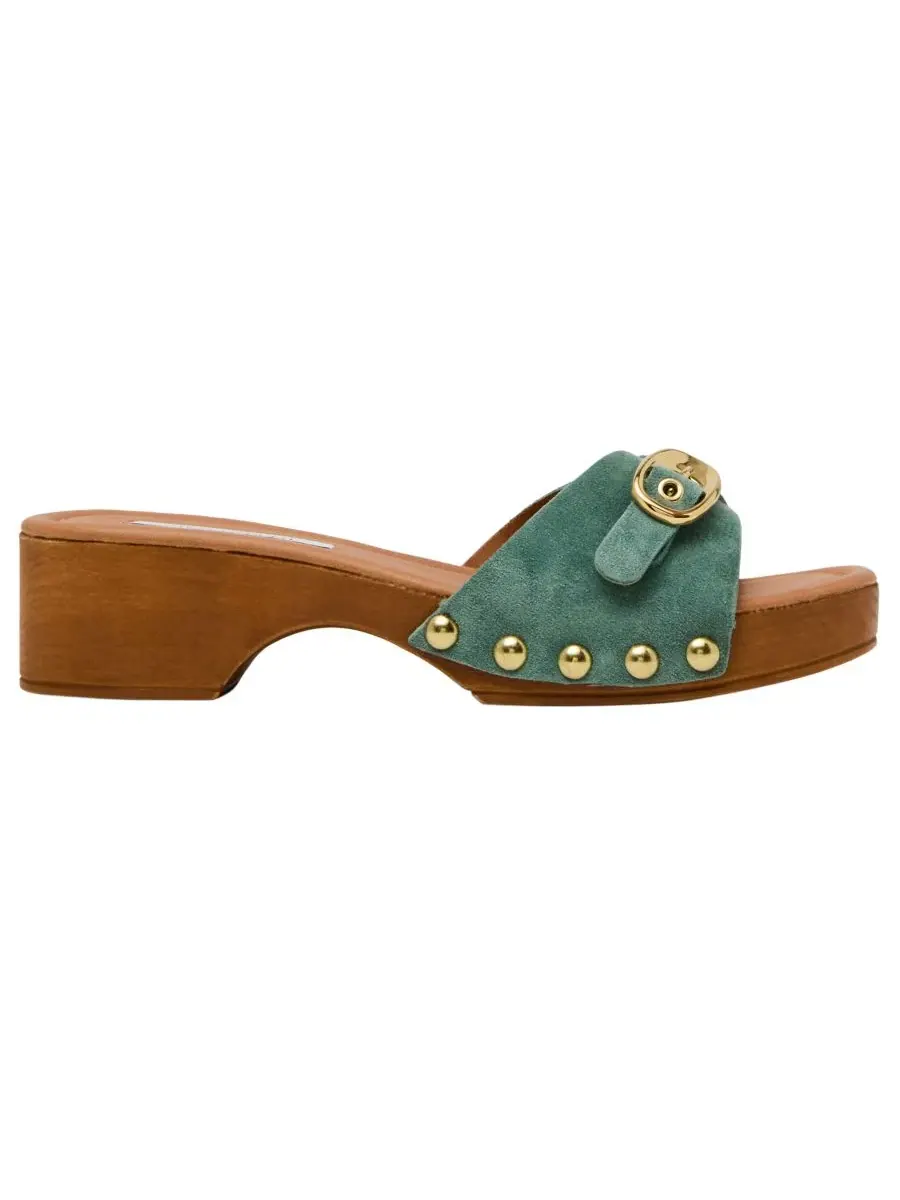 Женские деревянные сандалии-шлепанцы Fredi Steve Madden, Sage Suede — изображение 2 из 6