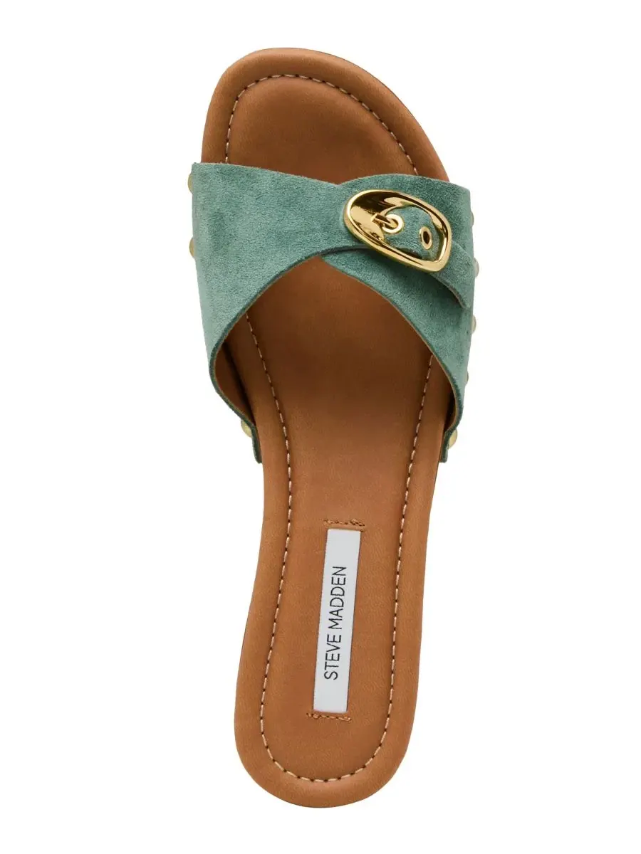 Женские деревянные сандалии-шлепанцы Fredi Steve Madden, Sage Suede — изображение 4 из 6