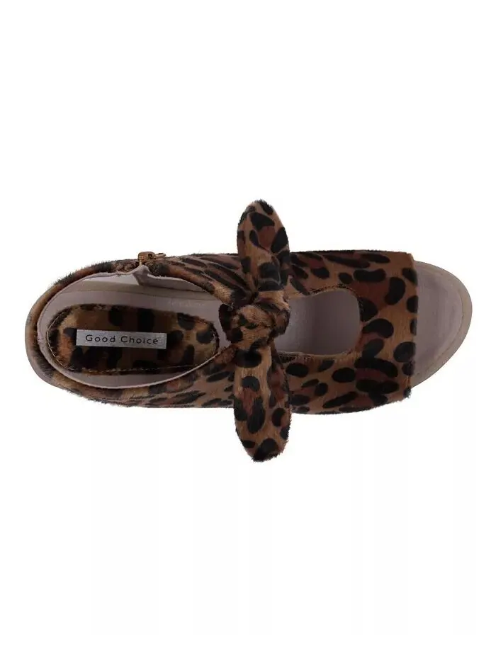 Женские модельные сандалии Kimora с узлом на блочном каблуке GC Shoes — изображение 4 из 5, леопардовый