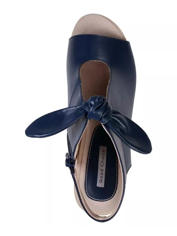 Женские босоножки Kimora Knot Detail Block Heels GC Shoes — изображение 4 из 5, темно-синий
