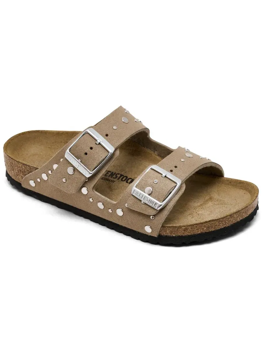 Сандалии-барефутки из замши с заклепками Arizona Rivets Birkenstock — изображение 1 из 6, серый