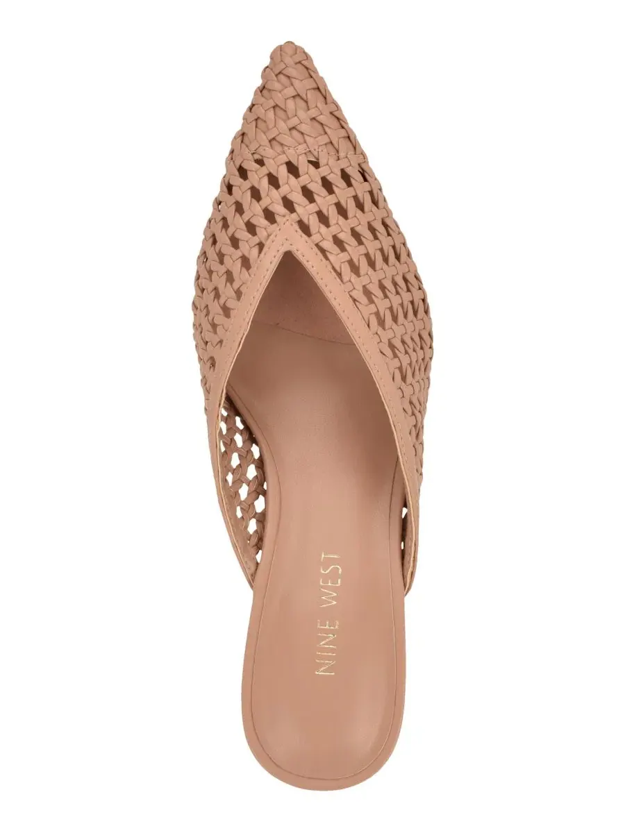 Женские туфли-мюли Amelli Woven Kitten Heel Dress Mules Nine West — изображение 4 из 5, натуральный