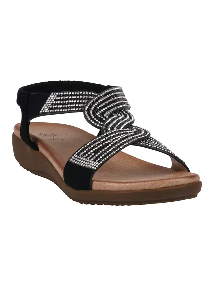 Женские плоские сандалии Viana с декоративными элементами GC Shoes — изображение 1 из 5, черный