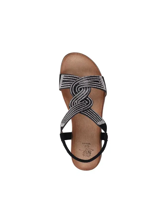 Женские плоские сандалии Viana с декоративными элементами GC Shoes — изображение 4 из 5, черный