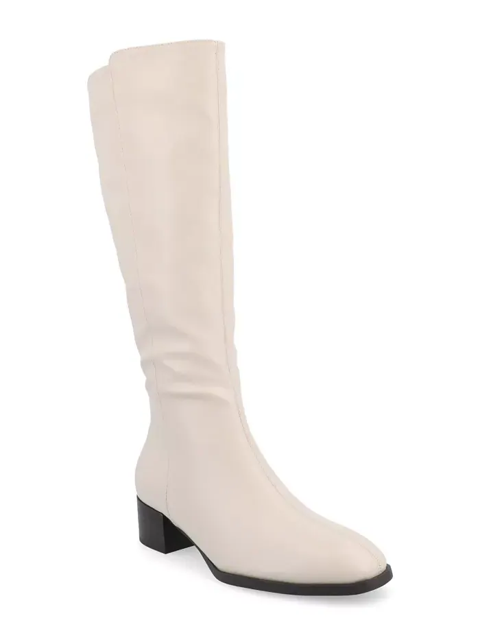 Женские ботинки Devri Block Heel до колена Journee Collection — изображение 1 из 5, бежевый/бежевый