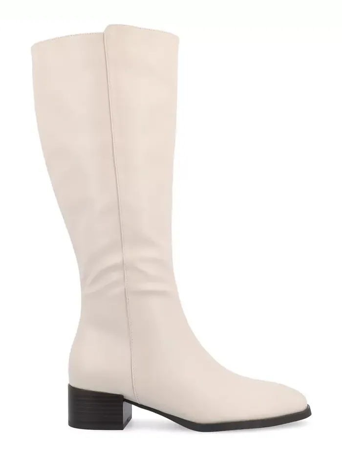 Женские ботинки Devri Block Heel до колена Journee Collection — изображение 2 из 5, бежевый/бежевый
