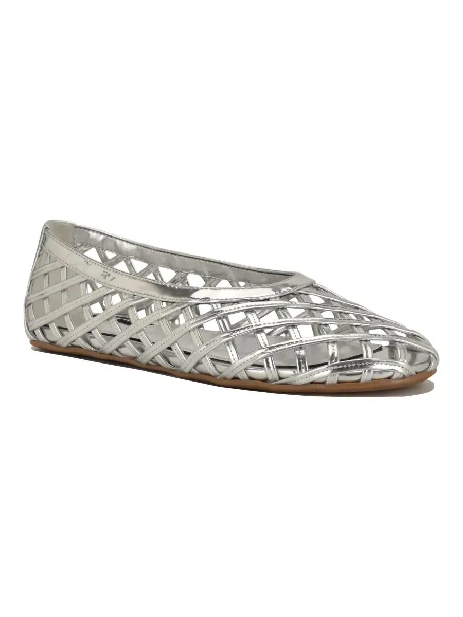 Женские плетеные балетки Dippy Airy без шнурков Nine West, серебро mirror metallic