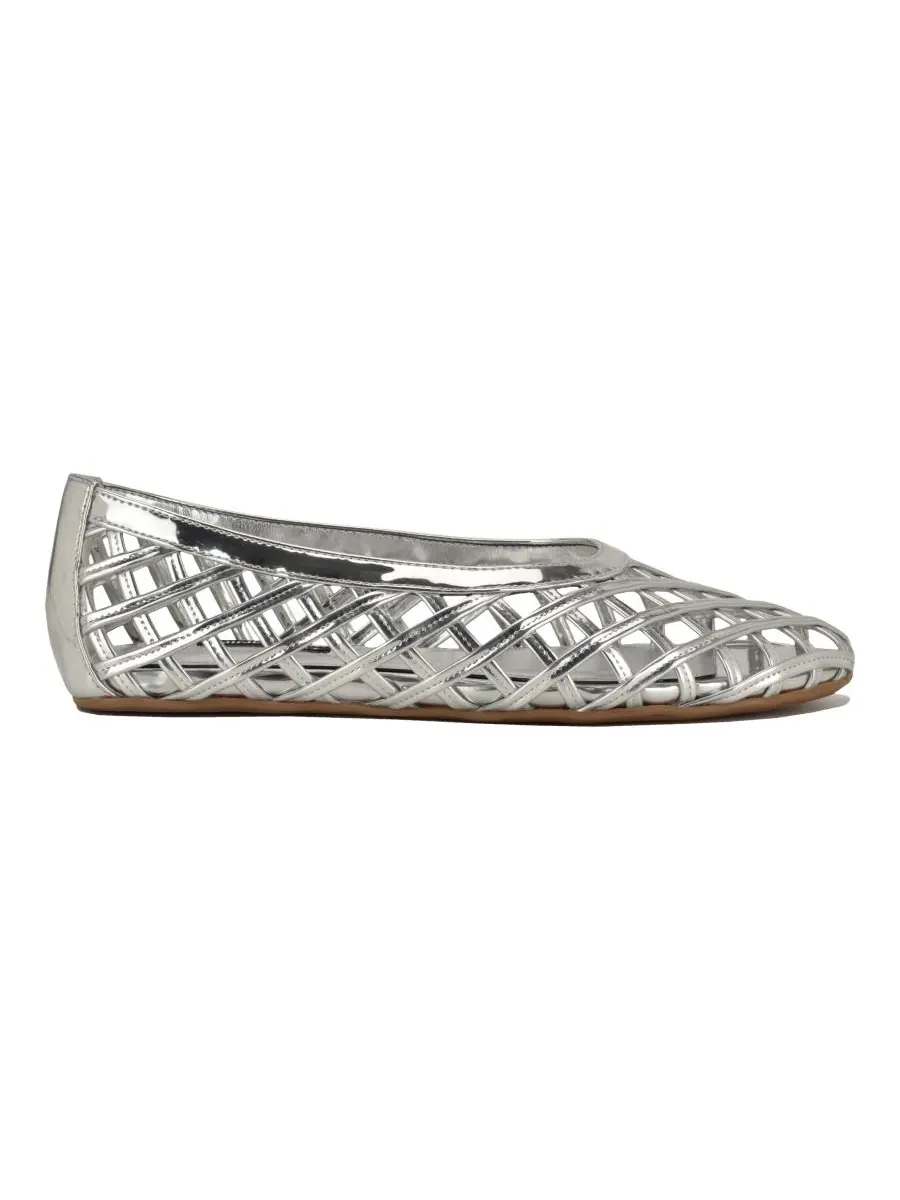 Женские плетеные балетки Dippy Airy без шнурков Nine West, серебро mirror metallic — изображение 2 из 5, серебристый металлик