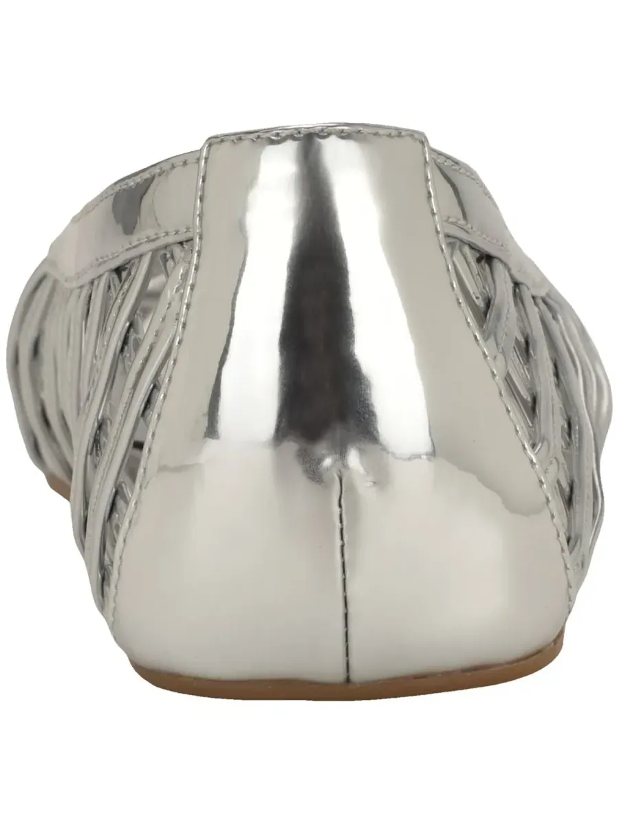 Женские плетеные балетки Dippy Airy без шнурков Nine West, серебро mirror metallic — изображение 3 из 5, серебристый металлик