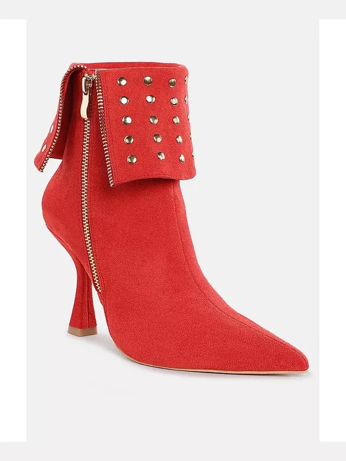 Ботинки Piccini Stud с отворотом и декоративными шипами London Rag — изображение 2 из 2, красный