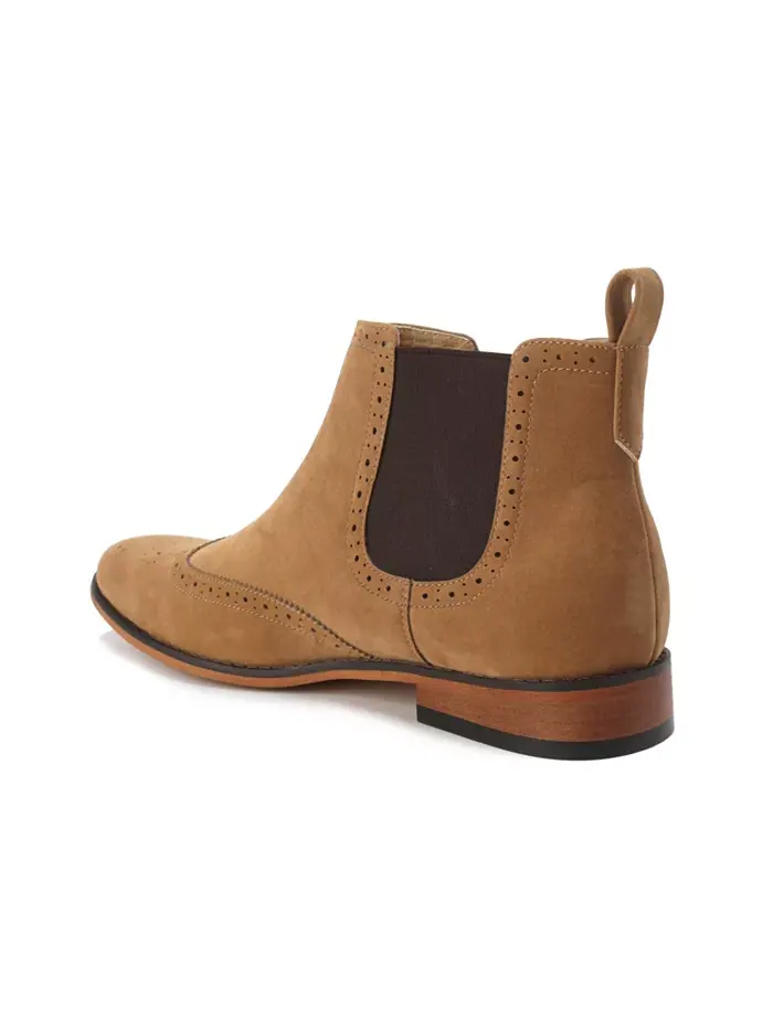 Мужские слипоны Wing Tip Chelsea Boots Gino Vitale — изображение 2 из 3, коричневый