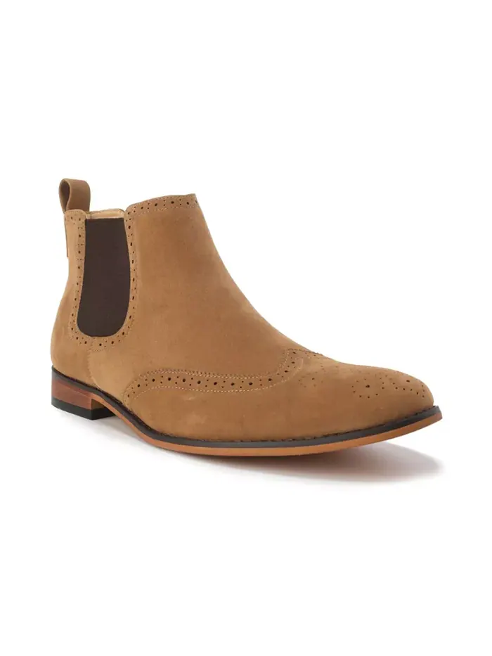 Мужские слипоны Wing Tip Chelsea Boots Gino Vitale — изображение 3 из 3, коричневый