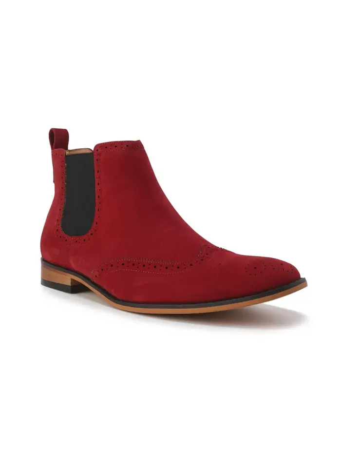 Мужские слипоны Wing Tip Chelsea Boots Gino Vitale — изображение 2 из 3, красный