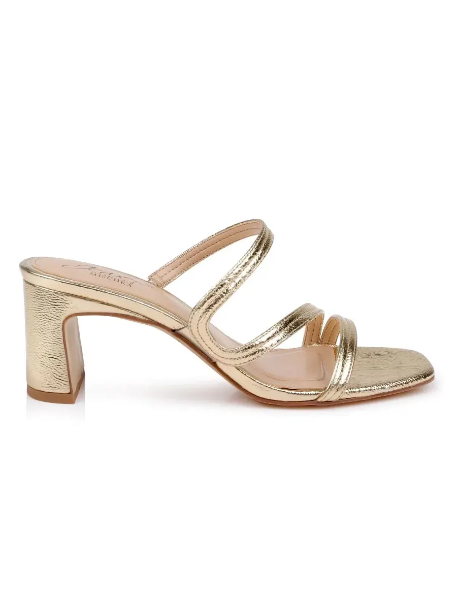 Босоножки на каблуке с квадратным носком Zazie Slip-On Jewel Badgley Mischka — изображение 2 из 5, золотистый