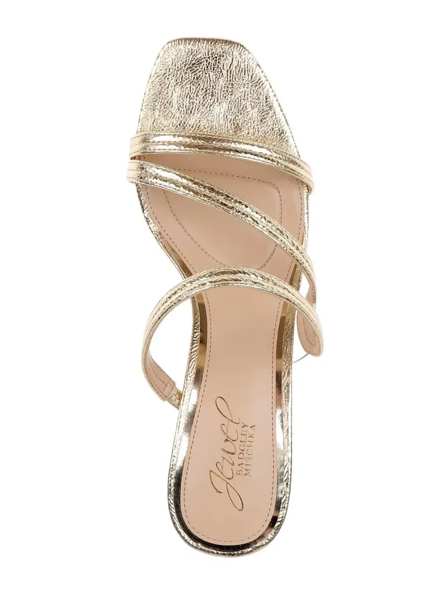 Босоножки на каблуке с квадратным носком Zazie Slip-On Jewel Badgley Mischka — изображение 4 из 5, золотистый