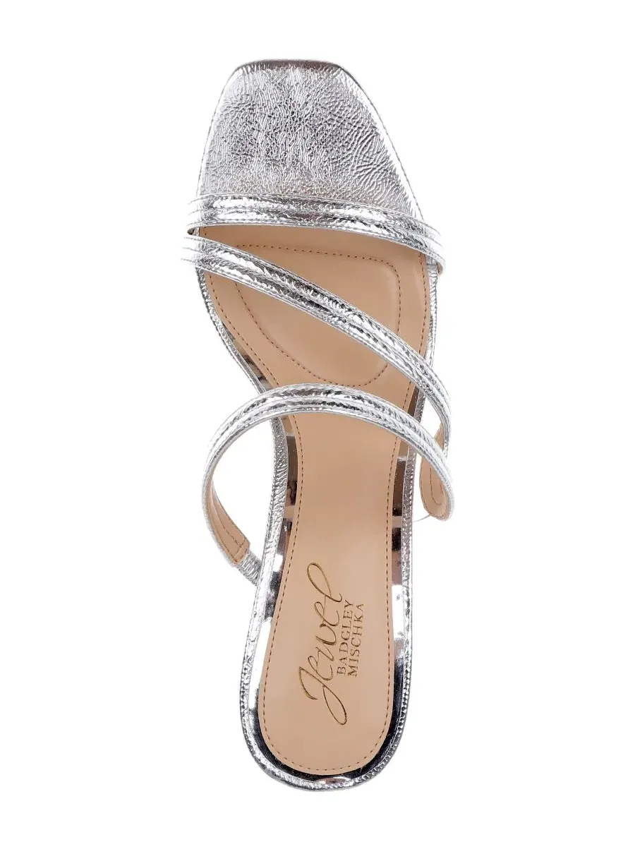 Босоножки на каблуке Zazie Jewel Badgley Mischka — изображение 4 из 5, серебристый
