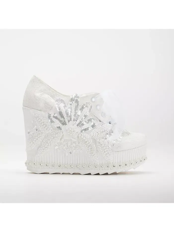 Свадебные платформенные кроссовки Sheri Lace Forever & Always Shoes — изображение 1 из 5, слоновая кость