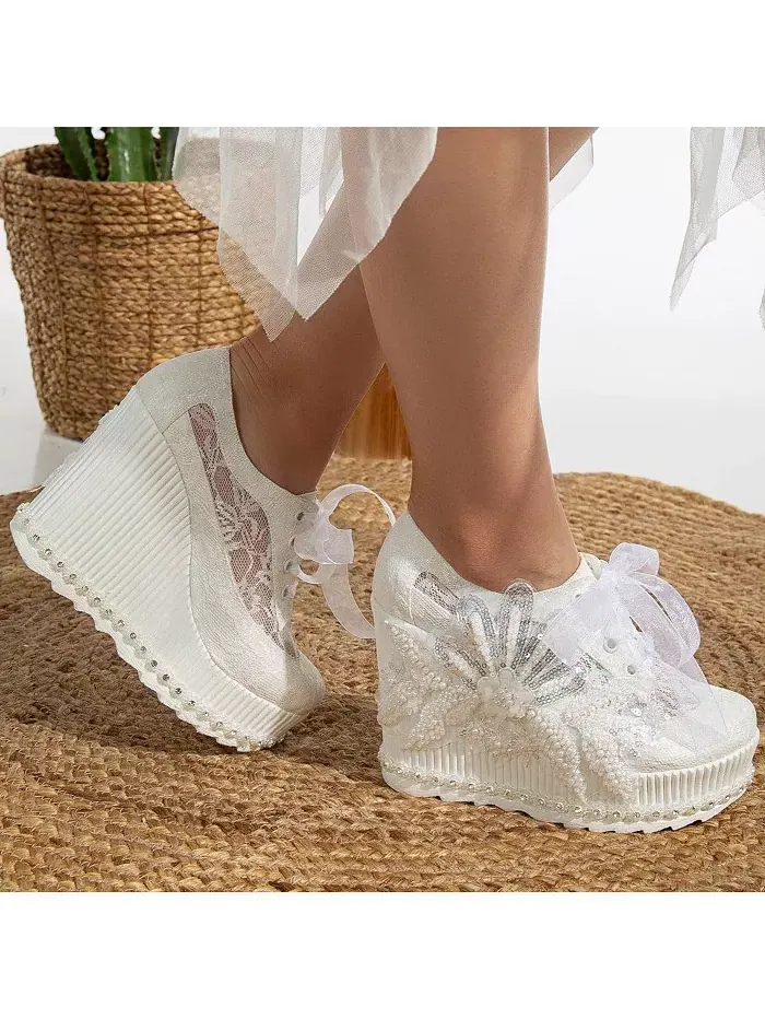 Свадебные платформенные кроссовки Sheri Lace Forever & Always Shoes — изображение 5 из 5, слоновая кость