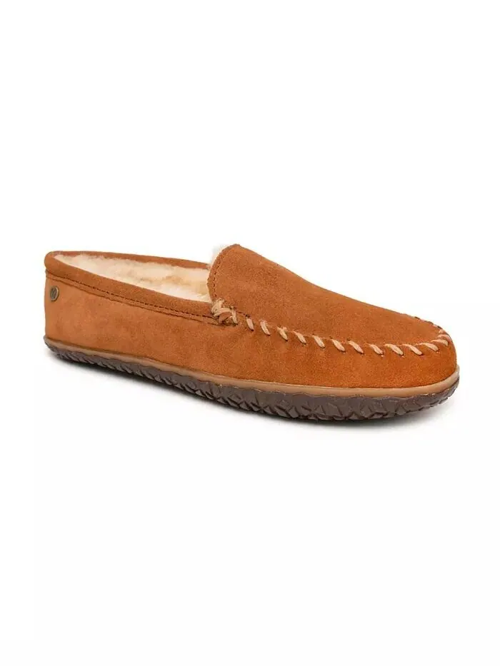 Мужские замшевые тапочки Tobie из овчины Minnetonka — изображение 1 из 10, коричневый