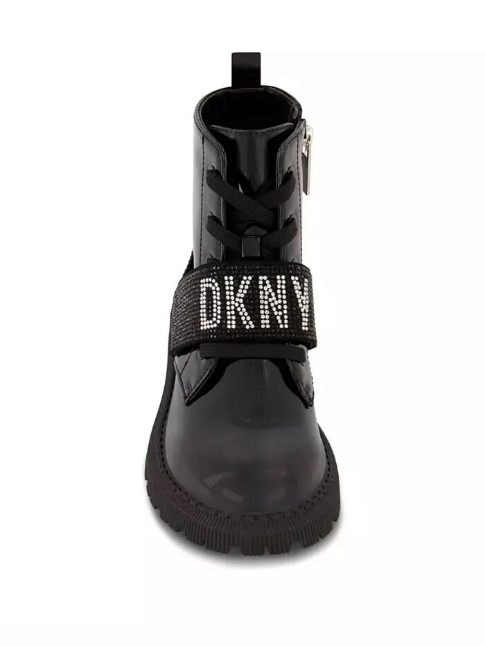 Эластичные байкерские ботинки с логотипом для маленьких девочек DKNY — изображение 5 из 7, черный