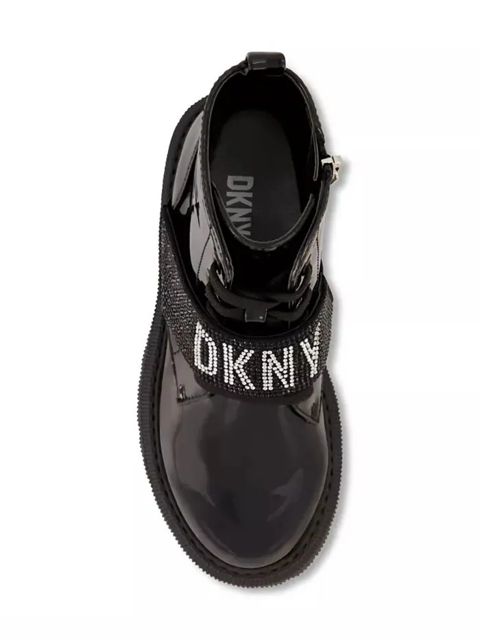 Эластичные байкерские ботинки с логотипом для маленьких девочек DKNY — изображение 6 из 7, черный
