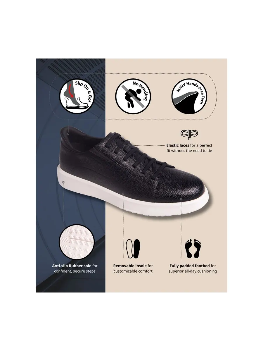Мужские кожаные модные кроссовки River St Hands-Free Slip On Technology Marc Joseph New York — изображение 3 из 6, черный