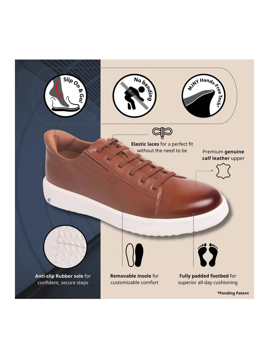 Мужские кожаные модные кроссовки River St Hands-Free Slip On Technology Marc Joseph New York — изображение 5 из 6, коньячный