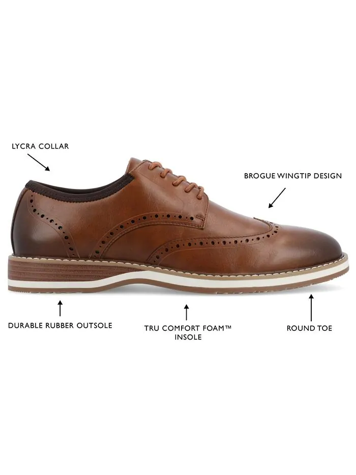 Мужские гибридные модельные туфли из пеноматериала Ozzy Wingtip Tru Comfort Vance Co. — изображение 7 из 7, коричневый